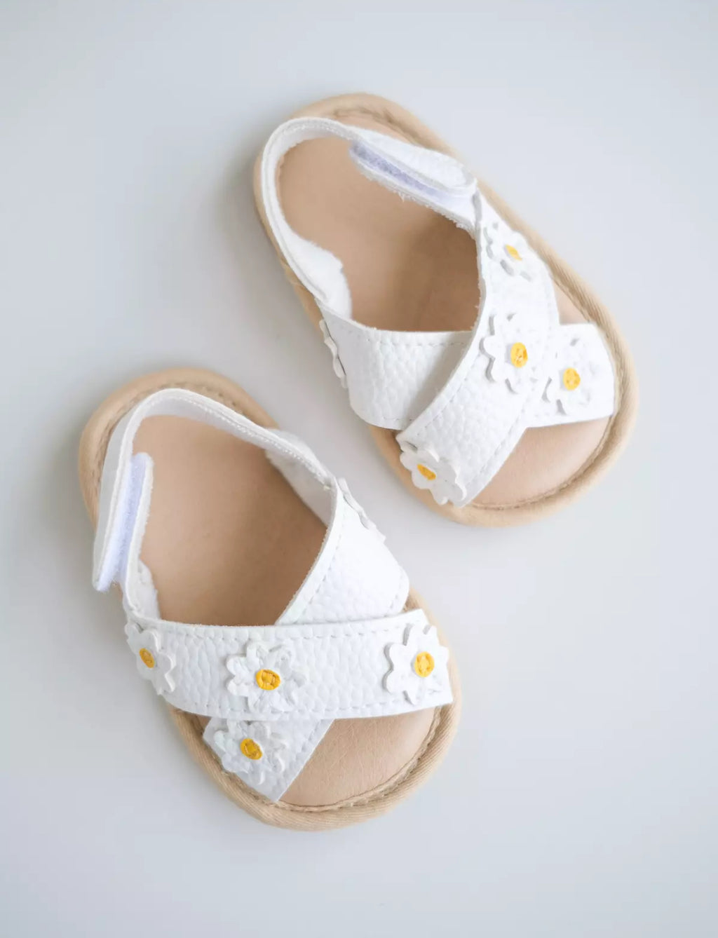 Baby Daisy Sandals – White Floral Summer Sandals