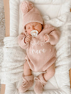 'She's Here' Pink Lemonade Long Sleeve Knit Romper