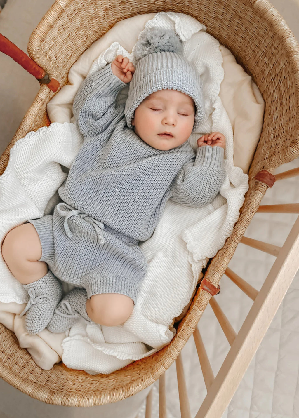 Mini Knit Booties - Powder Blue