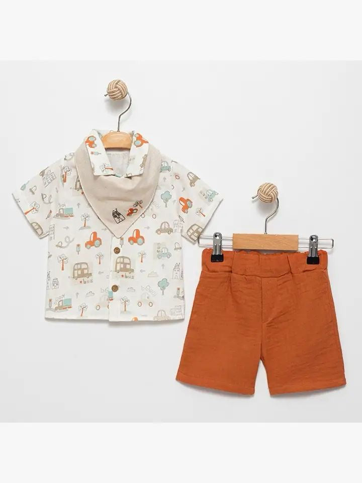 Baby Boy City Design Muslin Set